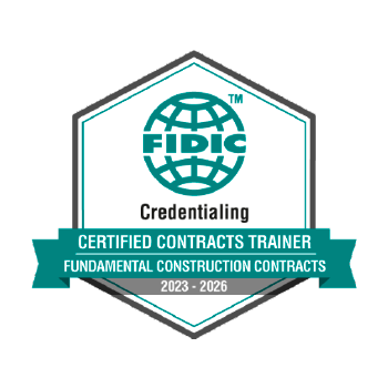 Logotipo de certificación FIDIC para entrenamientos y capacitación en proyectos de construcción.