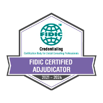 Logotipo de certificación FIDIC para prevención y resolución de disputas en proyectos internacionales.