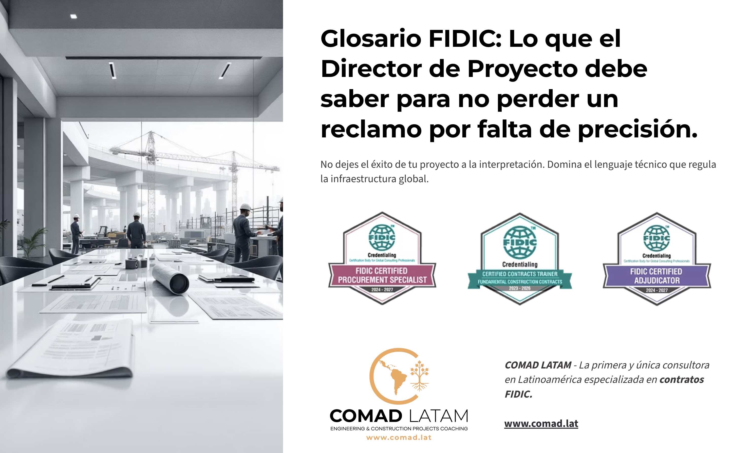 Descarga nuestra Cheat Sheet FIDIC para Directores de Proyecto: Las 10 definiciones que deben estar en tu escritorio durante la negociación.