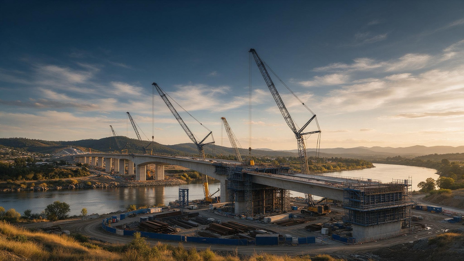 Obra de infraestructura de gran escala en construcción, financiada por banca multilateral